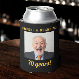 Enfriador De Latas Saludos y cervezas 70 años cumpleaños foto Keepsak