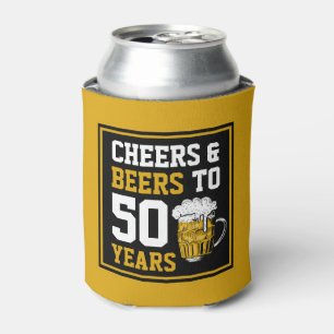Enfriador De Latas Saludos y cervezas a 50 años 50 cumpleaños