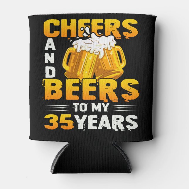 Enfriador De Latas Saludos Y Cervezas A Mi Regalo De 35 Años (Anverso)