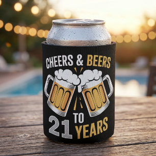 Enfriador De Latas Saludos y Cervezas por 21 Años Cumpleaños 21