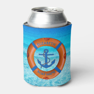Enfriador De Latas Salvación con el dueño del ancla y del barco o d