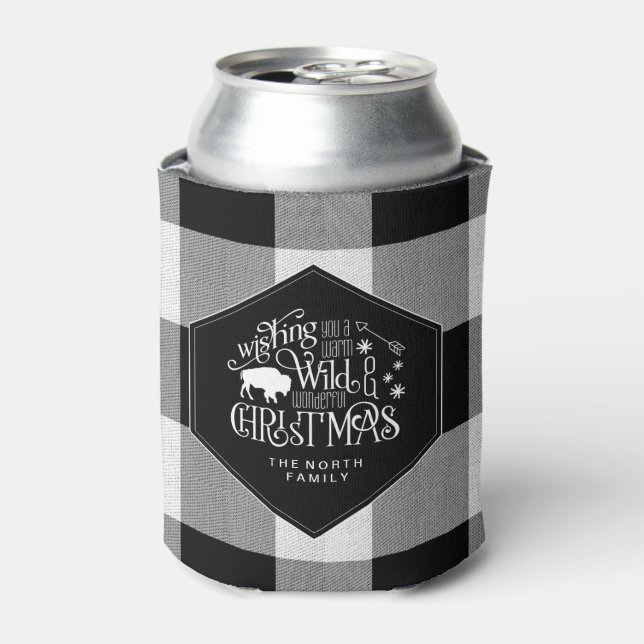Enfriador De Latas Salvajes Navidades Maravillosos Negro Buffalo Plai (Lata Anverso)