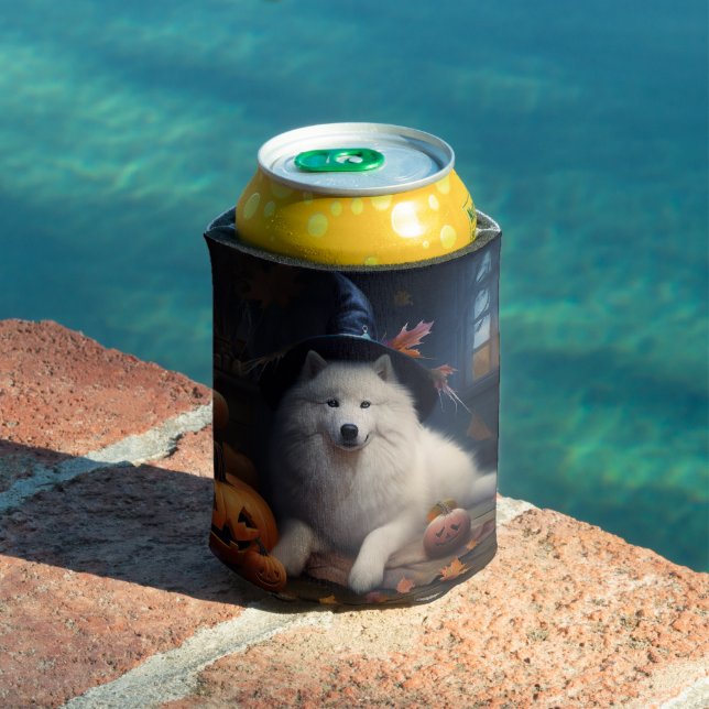 Enfriador De Latas Samoyed Pumpkins Halloween Scary (Piscina in situ)