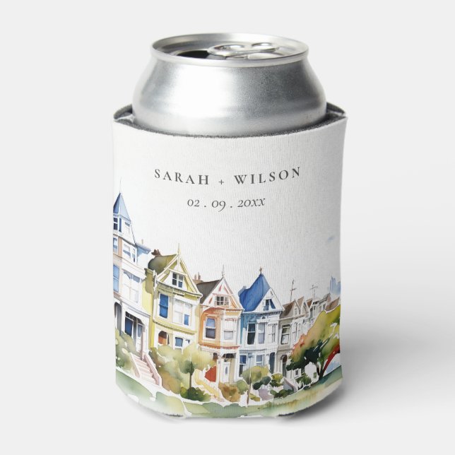 Enfriador De Latas San Francisco Painted Ladies Landscape Wedding (Lata Anverso)