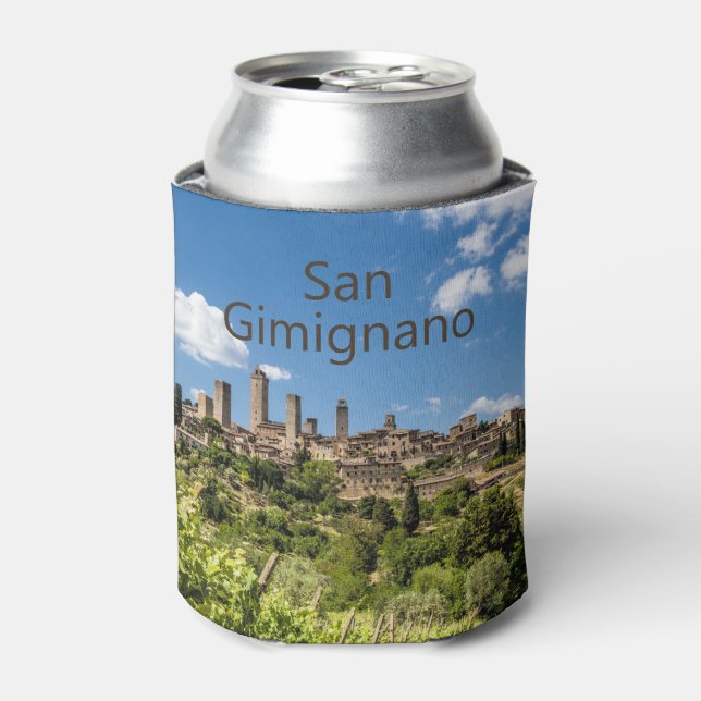 Enfriador De Latas San Gimignano Toscana Italia Panorama Souvenir (Lata Anverso)