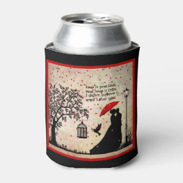 Enfriador De Latas San Valentín de poesía negra y beige de época