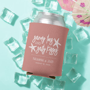Enfriador De Latas Sandy Toes Salty Besos Destino Boda Favor