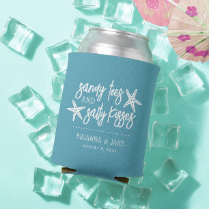 Enfriador De Latas Sandy Toes Salty Besos Destino Boda Favor