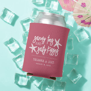Enfriador De Latas Sandy Toes Salty Besos Destino Boda Favor