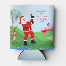 Santa en el campo de golf con cóctel divertido de