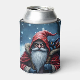 Enfriador De Latas Santa Frostbite y su duende travieso.