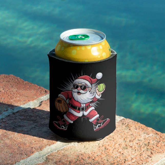 Enfriador De Latas Santa Jugando al Softball como Navidades de cocina (Piscina in situ)