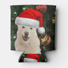 Enfriador De Latas Santa Paws - Crystal the Husky Dog Navidades