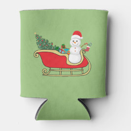 Enfriador De Latas Santa snowman distributing gifts