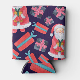 Enfriador De Latas Santa sonriente, Navidades de acuarela sin inconve