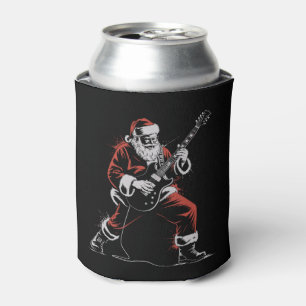 Enfriador De Latas Santa tocando la guitarra Retro 90s Navidad Rock