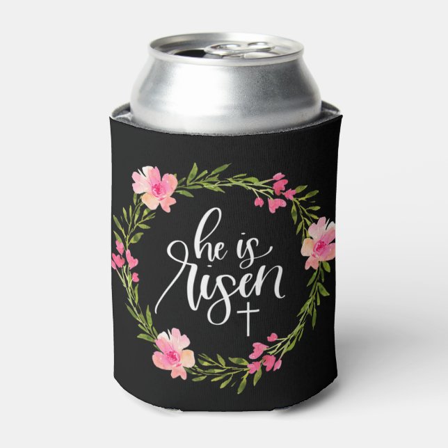 Enfriador De Latas Se eleva Jesús Cristiano Feliz Pascua Floral (Lata Anverso)