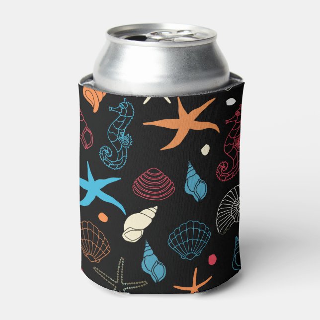 Enfriador De Latas Seahorse Starfish Seashells Ocean Life (Lata Anverso)