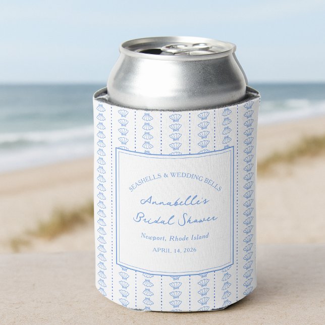Enfriador De Latas Seashells and Wedding Bells Bridal Shower Favor (Subido por el creador)