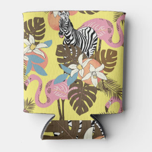 Enfriador De Latas Selva Flamingo: Patrón Animal Exótico.
