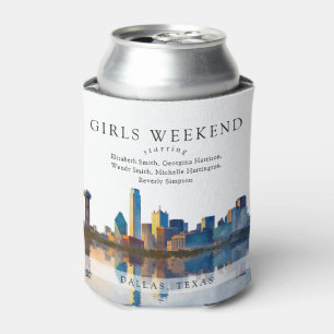 Enfriador De Latas Semana de chicas de la silueta de Dallas en acuare