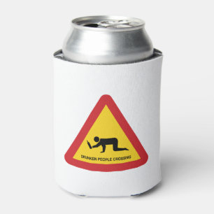 ENFRIADOR DE LATAS SEÑAL DE TRÁFICO DE LA GENTE QUE CRUZA BORRACHA