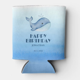 Enfriador De Latas Sencilla ballena azul mar feliz cumpleaños