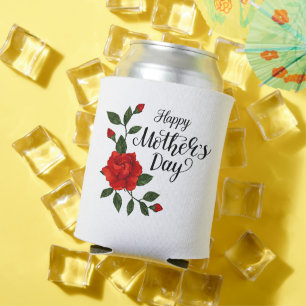 Enfriador De Latas Sencilla Feliz Día de la Madre Caligrafía Floral