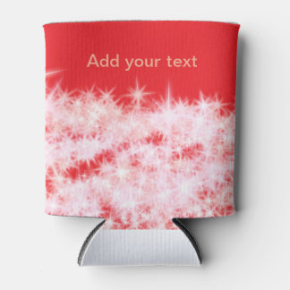 Enfriador De Latas Sencillas estrellas brillantes de color rosa rojo