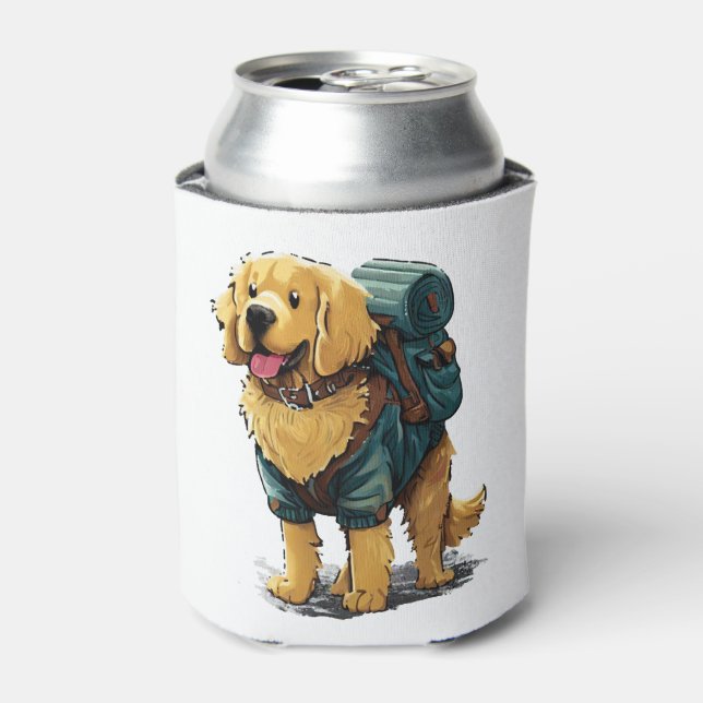 Enfriador De Latas Senderismo y acampada de Golden Retriever (Lata Anverso)