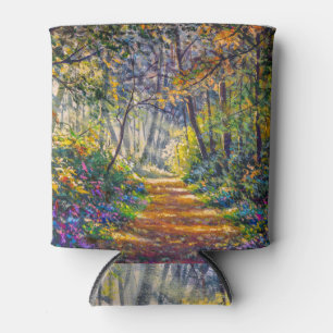 Enfriador De Latas Sendero del impresionismo: Sunny Forest Watercolor