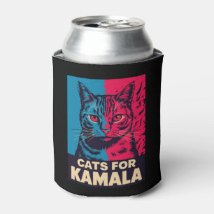 Enfriador De Latas Señora de gatos sin hijos vota por Kamala Harris 2