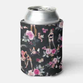Enfriador De Latas SEÑORA DE LOS GATOS FLORAL Negro Seductor
