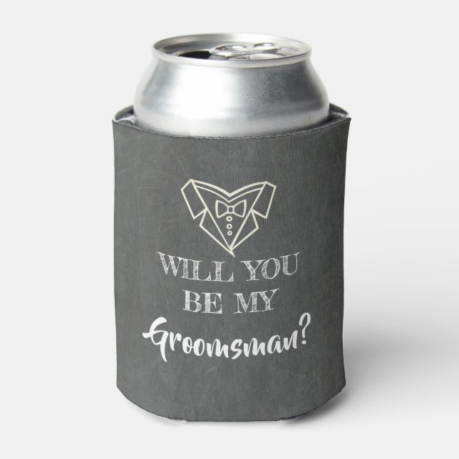 Enfriador De Latas ¿Serás Mi Groomsman? Propuesta (Lata Anverso)