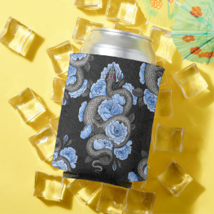 Enfriador De Latas Serpientes y rosas azules