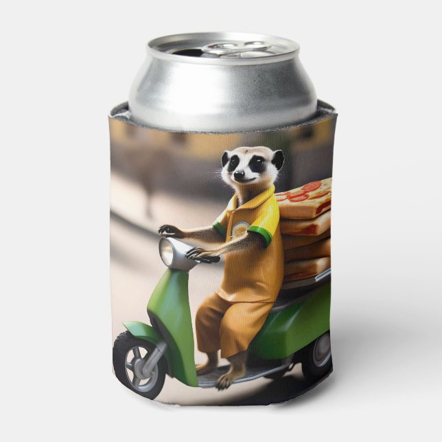 Enfriador De Latas Servicio rápido: Meerkat entrega pizza en tuk-tuk (Lata Anverso)