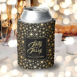 Enfriador De Latas Sesenta Y Elegante Dorado Negro Elegante 60 cumple