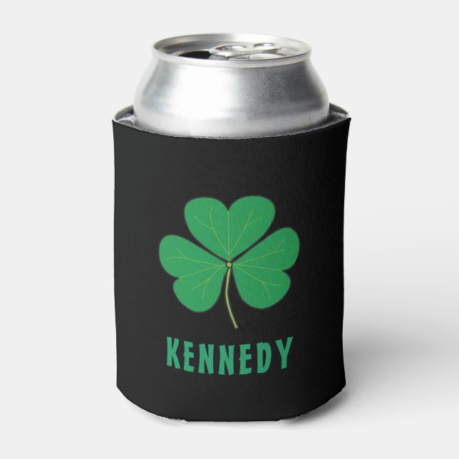 Enfriador De Latas Shamrock Green Clover Irlanda Celtic Irish Name (Lata Anverso)