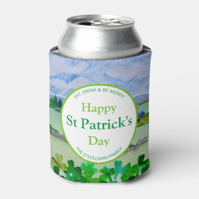 Enfriador De Latas Shamrock irlandés personalizado (Lata Anverso)