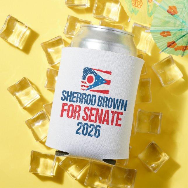 Enfriador De Latas Sherrod Brown for Senate 2026 Election Ohio Flag (Verano in situ)