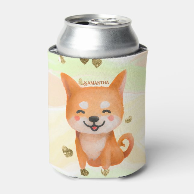 Enfriador De Latas Shiba Inu sonriente (Lata Anverso)