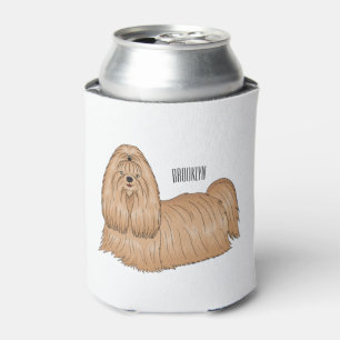 Enfriador De Latas Shih tzu personalizado de pelo largo ilustracion