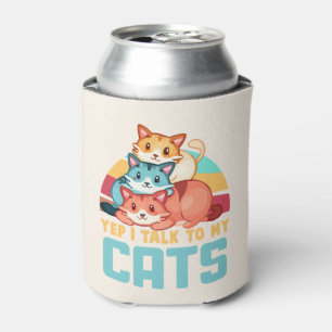 Enfriador De Latas Sí, hablo con el diseño de un gato de trío adorabl