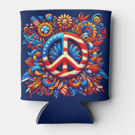 Enfriador De Latas Signo de paz 4 de julio, Día de la Independencia-G