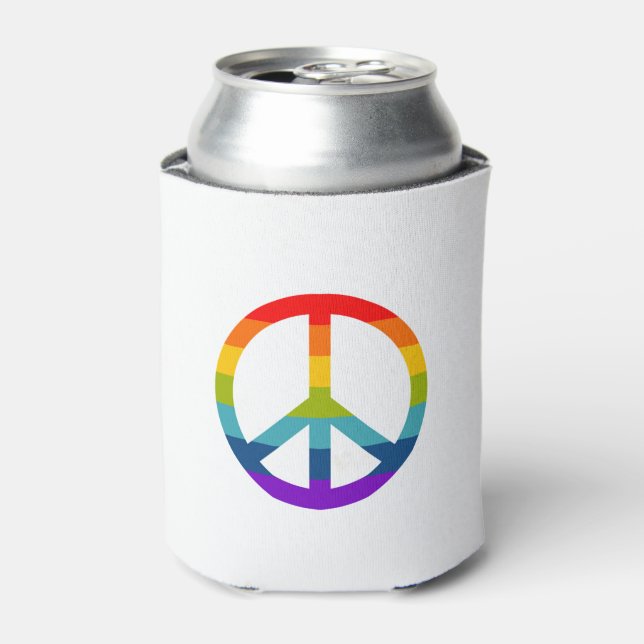 Enfriador De Latas Signo de paz arcoiris (Lata Anverso)