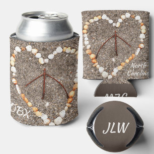 Enfriador De Latas Signo de paz del corazón de la concha marina de la