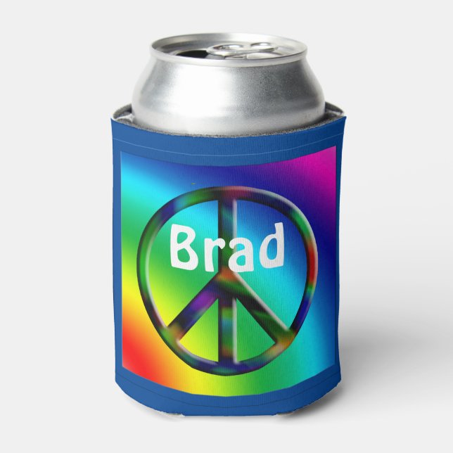 Enfriador De Latas Signo de paz hippie personalizado (Lata Anverso)