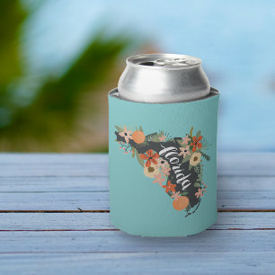 Enfriador De Latas Silhouette Estatal Aqua Citrus Floral Florida