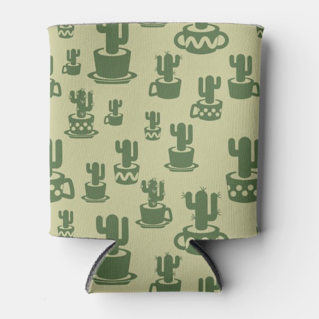 Enfriador De Latas Silueta de cactus suculenta en tazas y macetas (Anverso)