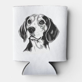 Enfriador De Latas Silueta de contorno blanco y negro de perro Beagle